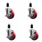 Service Caster 4'' SS Red Poly Swivel 1-3/8'' Expanding Stem Caster Set with Brake, 4PK SCC-SSEX20S414-PPUB-RED-TLB-138-4 - alternate 1